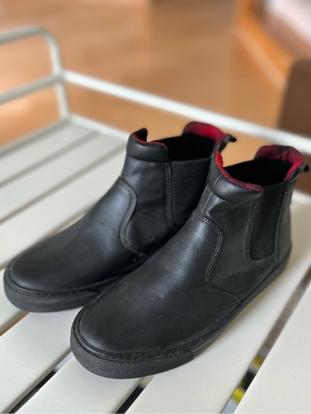 Old Navy Black Kids Chelsea Sneakers with Red Lining